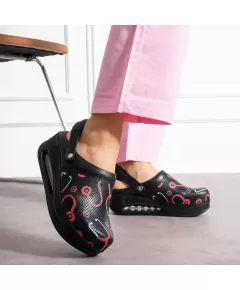 Saboti medicali din piele naturala cu platforma si bareta, model Nocturnia, Marimi: 36, 