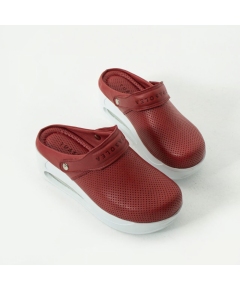 Saboti medicali, din piele naturala, cu bareta detasabila, Classic Red, Marimi: 36, 