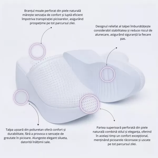 Papuci medicali anatomici cu platforma, din piele naturala, Marimi: 38, , 5 image