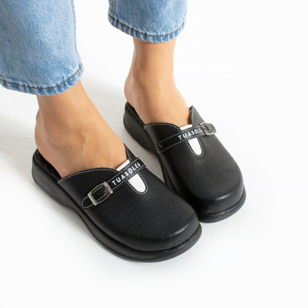 Saboti medicali din piele naturala, talpa cu gel, culoare neagra, Marimi: 37, 