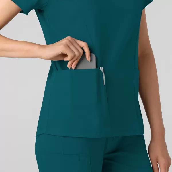 Bluza uniforma medicala, Wink Boundless, 6251, Culoare: Caribbean Blue, Marime: 2XS, , 6 image