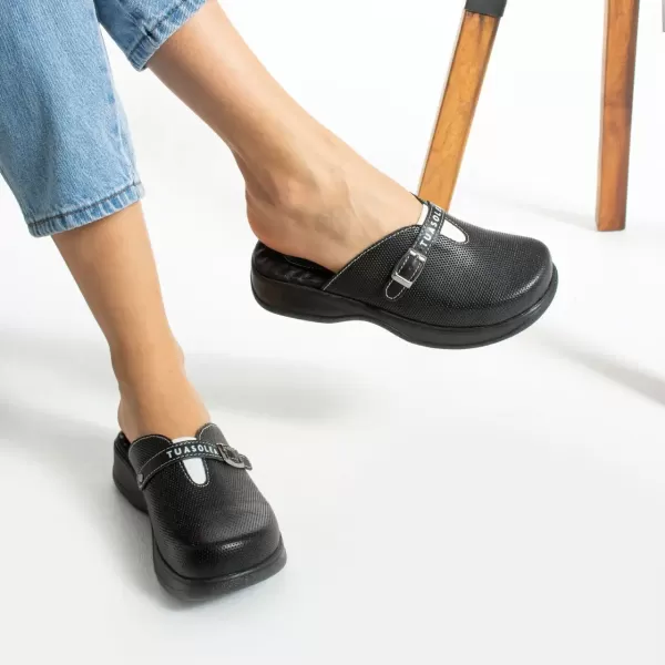 Saboti medicali din piele naturala, talpa cu gel, culoare neagra, Marimi: 37, , 4 image