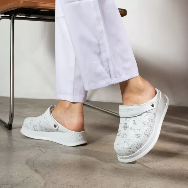 Saboti medicali albi, din piele naturala, talpa confort, Marimi: 38, , 3 image