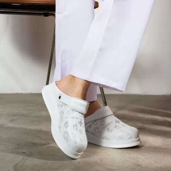 Saboti medicali albi, din piele naturala, talpa confort, Marimi: 38, , 4 image