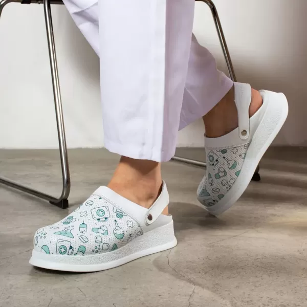 Saboti medicali albi, din piele naturala, cu bareta detasabila, Marimi: 36, , 3 image