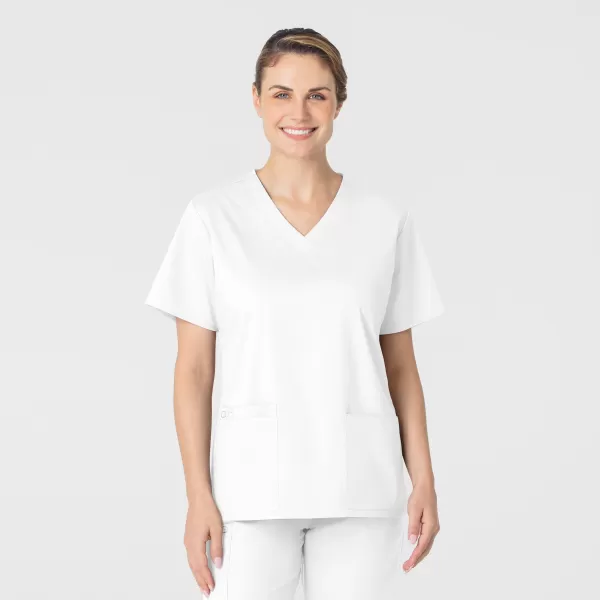 Bluza uniforma medicala, WonderWork 101, Culoare: White, Marime: 2XS, 