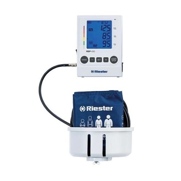 Tensiometru electronic Riester RBP-100, cu 2 mansete, (M si L), ecran LCD de 4, 210 memorii, fixare pe perete, 1742, 