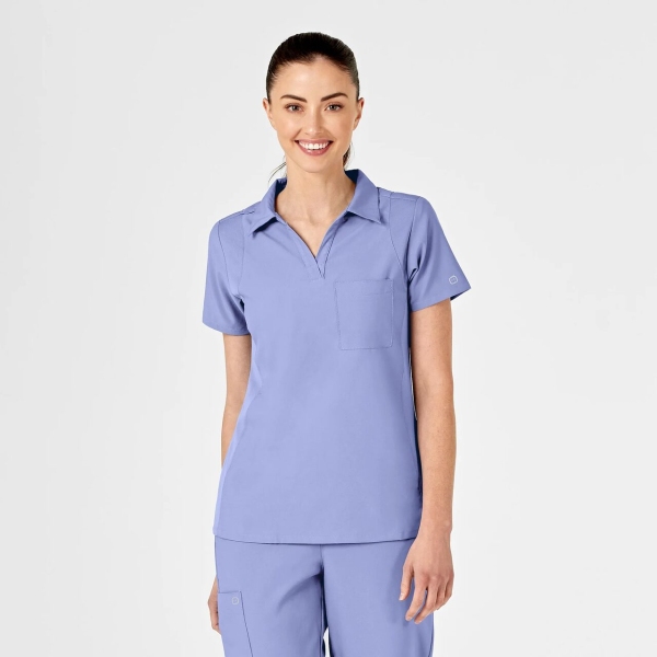 Bluza uniforma medicala cu guler, W123, 6955, Culoare: Ceil, Marime: XS, 