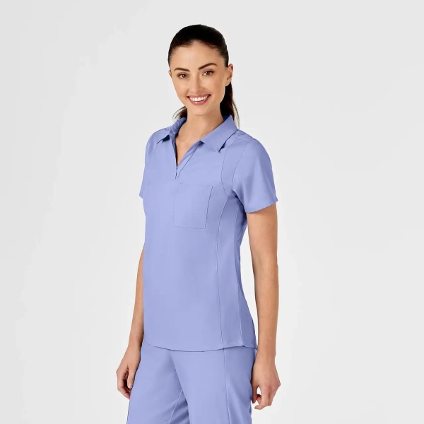 Bluza uniforma medicala cu guler, W123, 6955, Culoare: Ceil, Marime: 2XS, , 3 image
