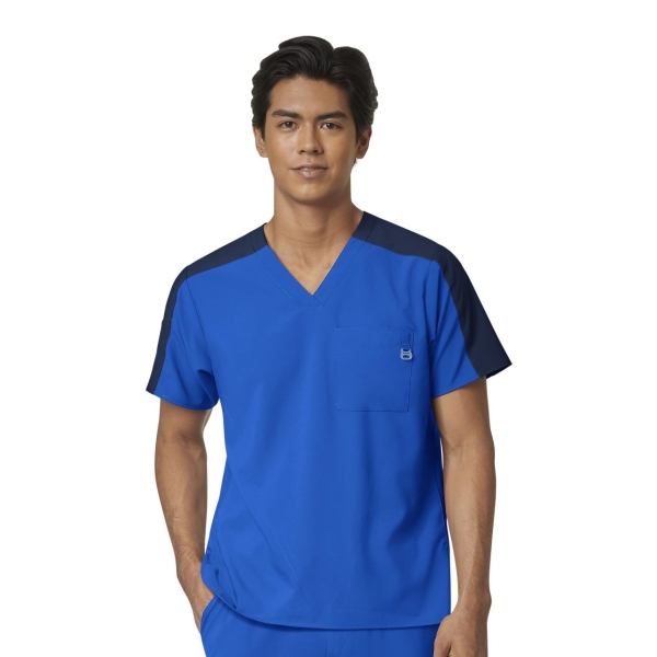 Bluza uniforma medicala Colorblock, W123, 6655, Culoare: Royal Blue, Marime: XS, 