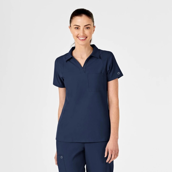 Bluza uniforma medicala cu guler, W123, 6955, Culoare: Navy, Marime: S, 