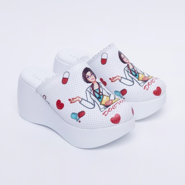 Saboti medicali cu platforma, din piele naturala, cu talpa anatomica, Marimi: 37, 