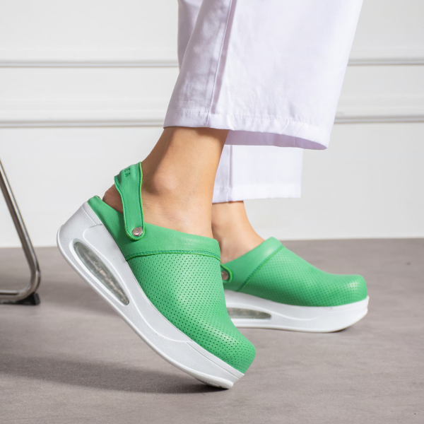 Saboti medicali dama din piele naturala, Classic Green, Marimi: 36, , 2 image