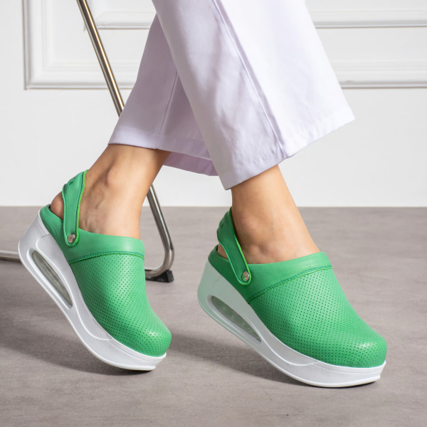 Saboti medicali dama din piele naturala, Classic Green, Marimi: 36, , 5 image