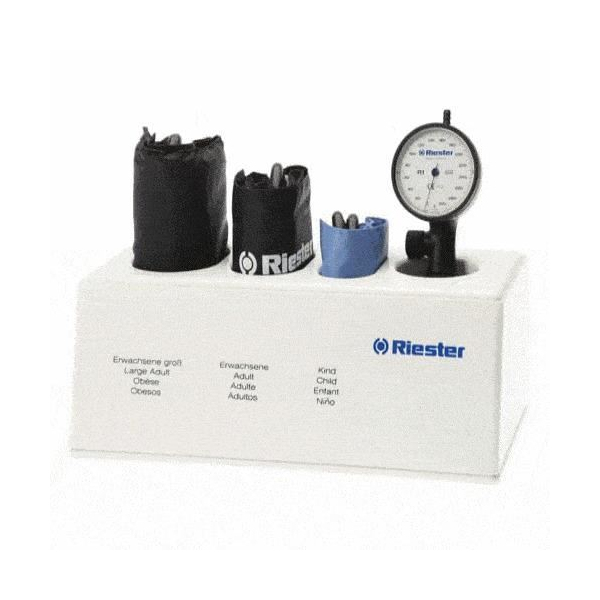 Tensiometru mecanic RIESTER shock-proof cu 3 mansete, 1 tub, alb 1255, 